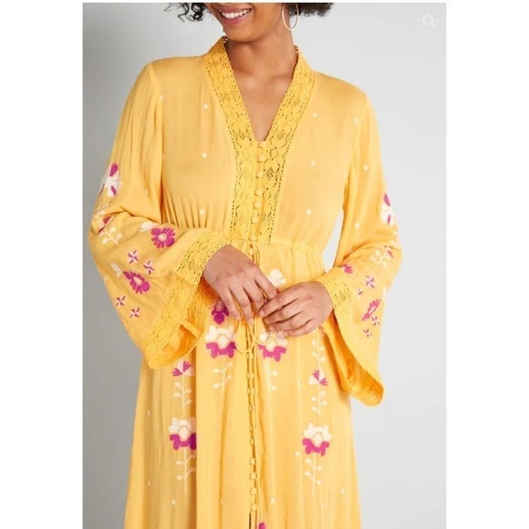 Modcloth Frock & Frill Sunshine of Your Love Midi Dress - Size US 6 - Picture 3 of 4